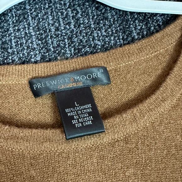 Preswick & Moore 100% Cashmere Brown Long Sleeve Sweater Pullover Size Large L - Picture 3 of 4